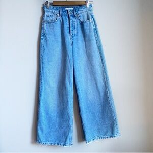 Zara Light Wash Blue Wide Leg High Rise Button Fly Jeans | 100% Cotton |US2 EU34